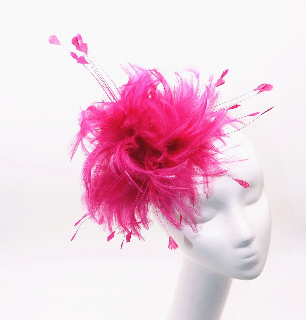 millinery supplies stripped goose feather and hackle feather flower mount with wire accessory