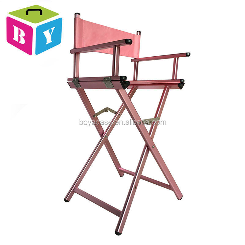 low MOQ Folding light weight black silver pink metal salon makeup artist make up chairs wholesale