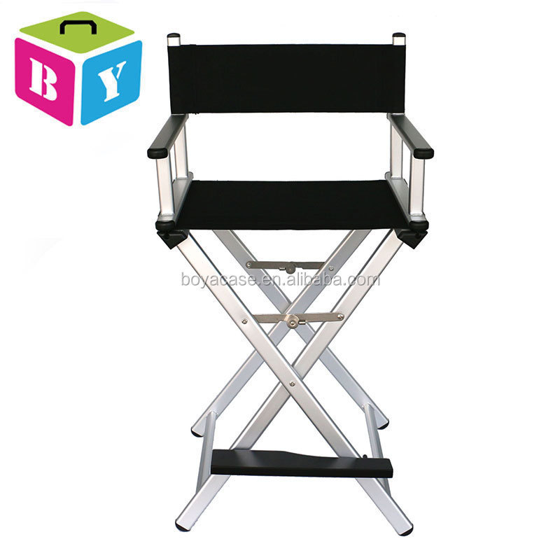 low MOQ Folding light weight black silver pink metal salon makeup artist make up chairs wholesale