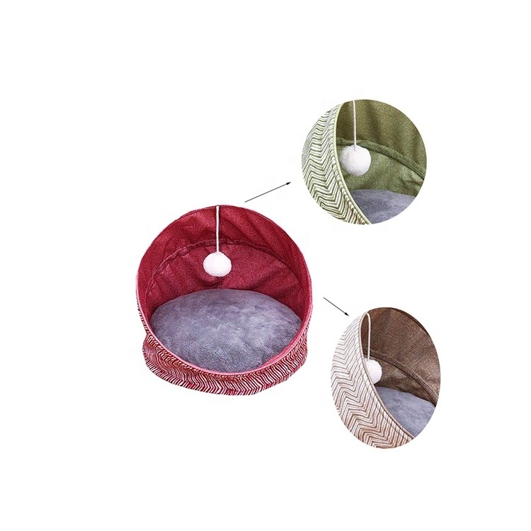 New design luxury cute novelty modern round foldable cat pet bed import cheap goods from china