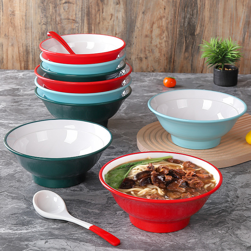 Customized Wholesale Cheap Nordic Dual Color Melamine Plastic Bowl Set Soup Bowl, Italian Noodle Bowl, Salad Bowl