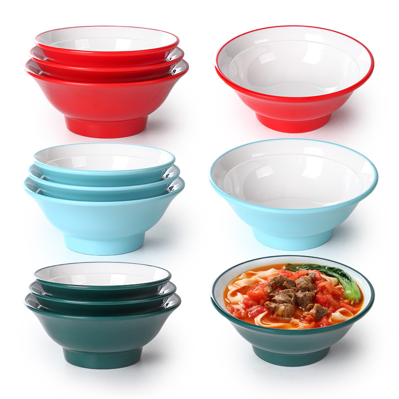 Customized Wholesale Cheap Nordic Dual Color Melamine Plastic Bowl Set Soup Bowl, Italian Noodle Bowl, Salad Bowl