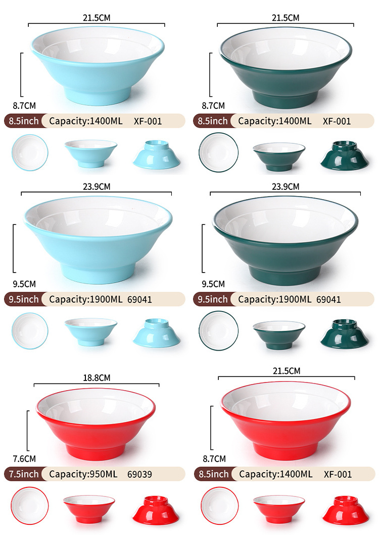 Customized Wholesale Cheap Nordic Dual Color Melamine Plastic Bowl Set Soup Bowl, Italian Noodle Bowl, Salad Bowl