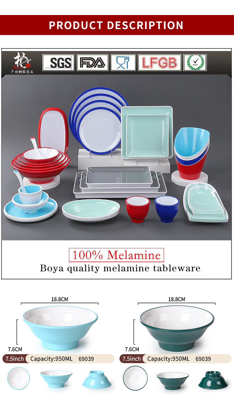 Customized Wholesale Cheap Nordic Dual Color Melamine Plastic Bowl Set Soup Bowl, Italian Noodle Bowl, Salad Bowl