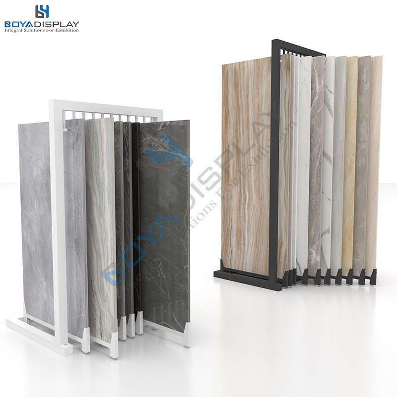 Custom Factory Direct Sale Metal Small Sliding Ceramic Tile Display Rack For 24*24 Inch Tile Display Stand