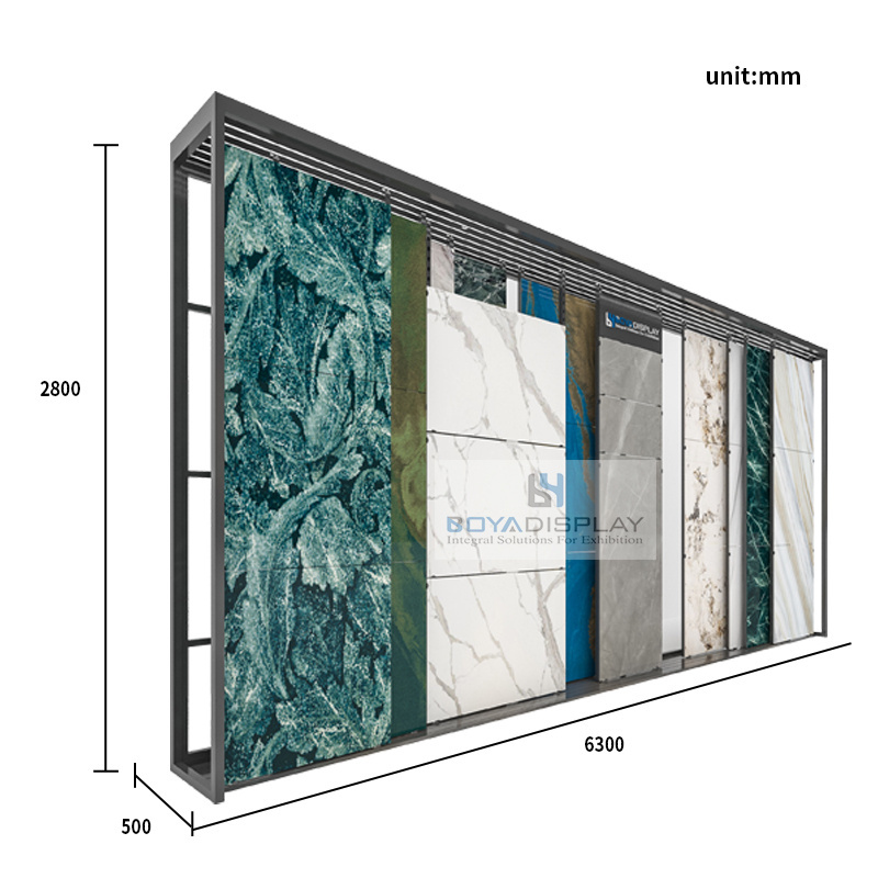 High Quality Adjustable Large Ceramic Tile Display Rack Stone Marble Stand Slab Quartz Granite Sliding Display Rack For Showroom