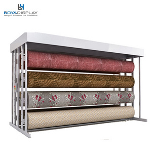 Metal Rolling Carpet Rug Sample Display Rack For Sale