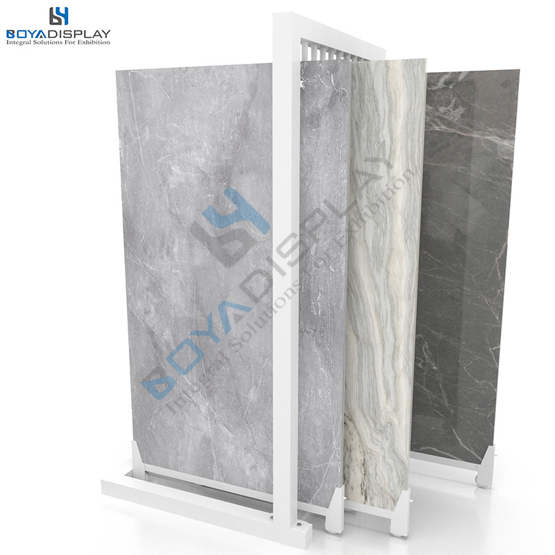 Custom Factory Direct Sale Metal Small Sliding Ceramic Tile Display Rack For 24*24 Inch Tile Display Stand