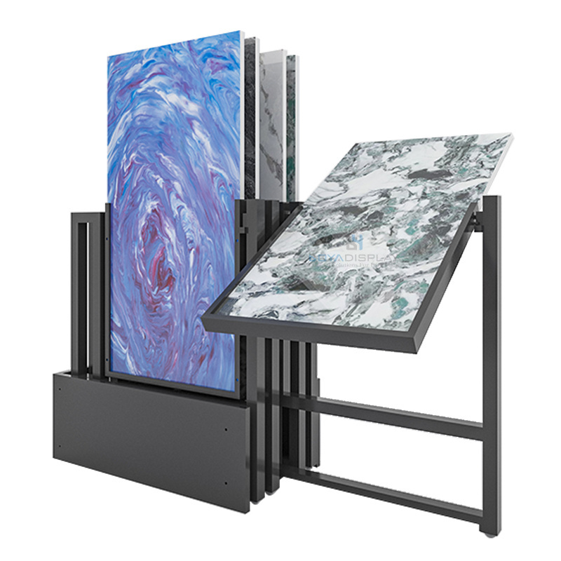 Customize 60x120 Pull Push Furniture Metal Two Side Rotating Large Tile Sample Stand Marble Ceramic Tile Display Rack