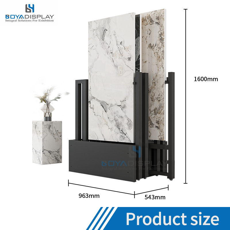 Customize 60x120 Pull Push Furniture Metal Two Side Rotating Large Tile Sample Stand Marble Ceramic Tile Display Rack