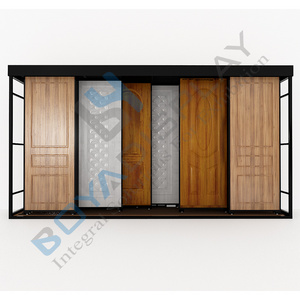 Customized Wood Door Rack Sliding Display Stand Rack Security Door Sample Window Display Rack For Showroom Display System