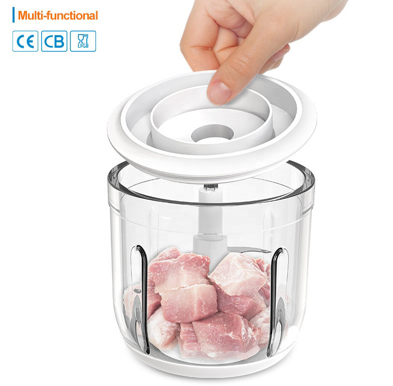 600ML Glass Bowl Rechargeable Stainless Steel Blades Blender Electric Portable Food Processor Chopper with Electronic Scale