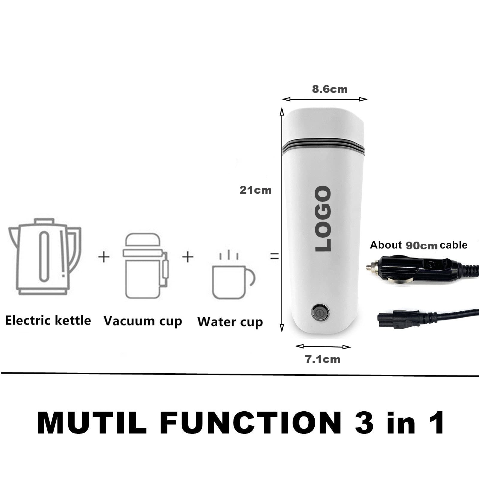 12V/24V Car Water Boiler & Heater Automatic Shut-Off Car Electric Travel Kettle Portable Tea Coffee Kettle