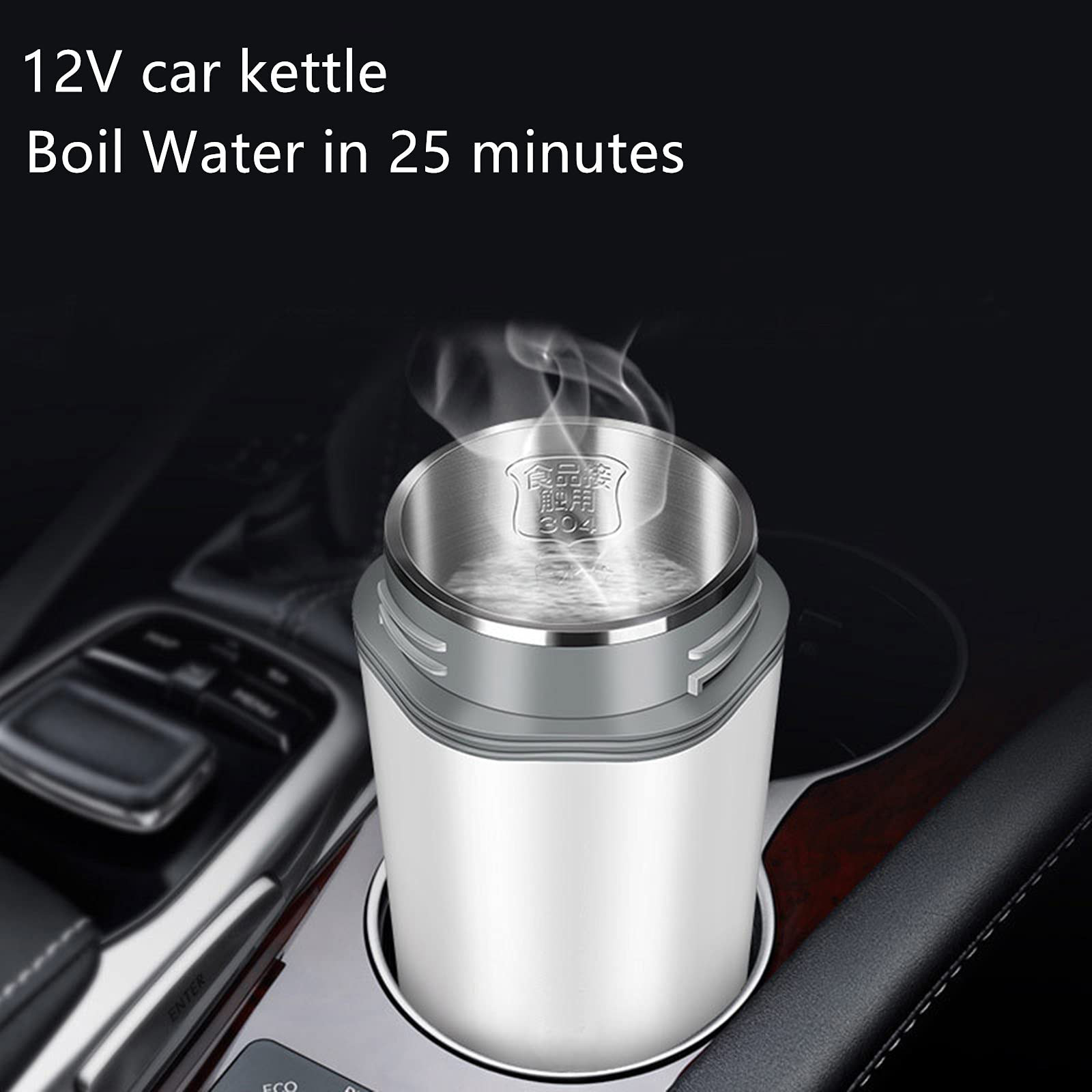 12V/24V Car Water Boiler & Heater Automatic Shut-Off Car Electric Travel Kettle Portable Tea Coffee Kettle