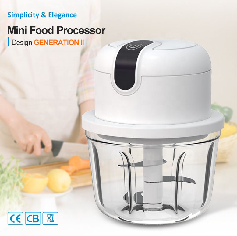 Portable electronic cordless rechargeable wireless USB mini electric pepper sauce chopper food processor