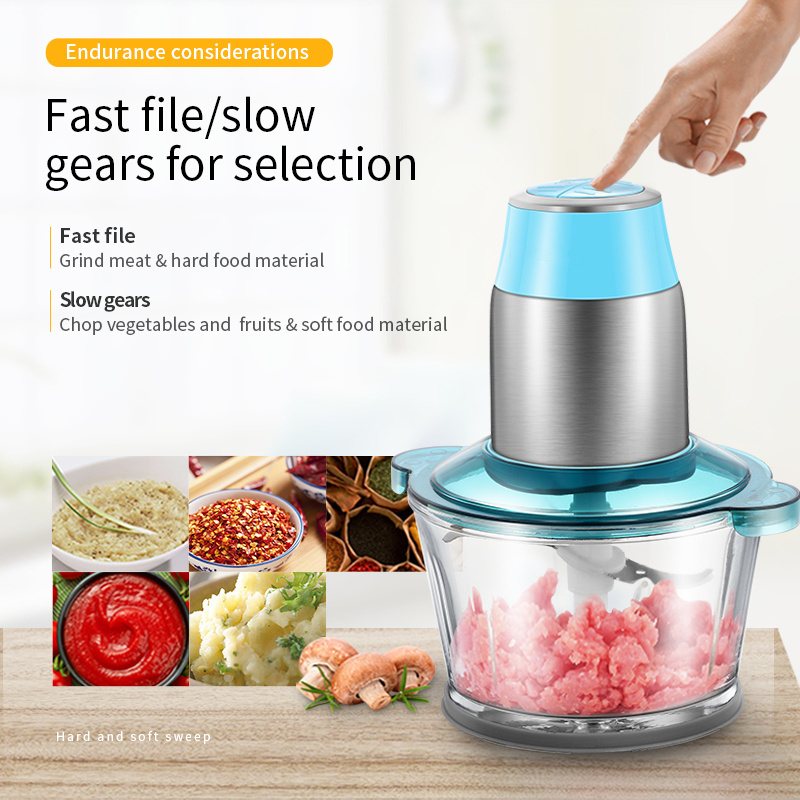 1.8L capacity 300W power household electric meat vegetable chopper blender nut grinder with glass bowl