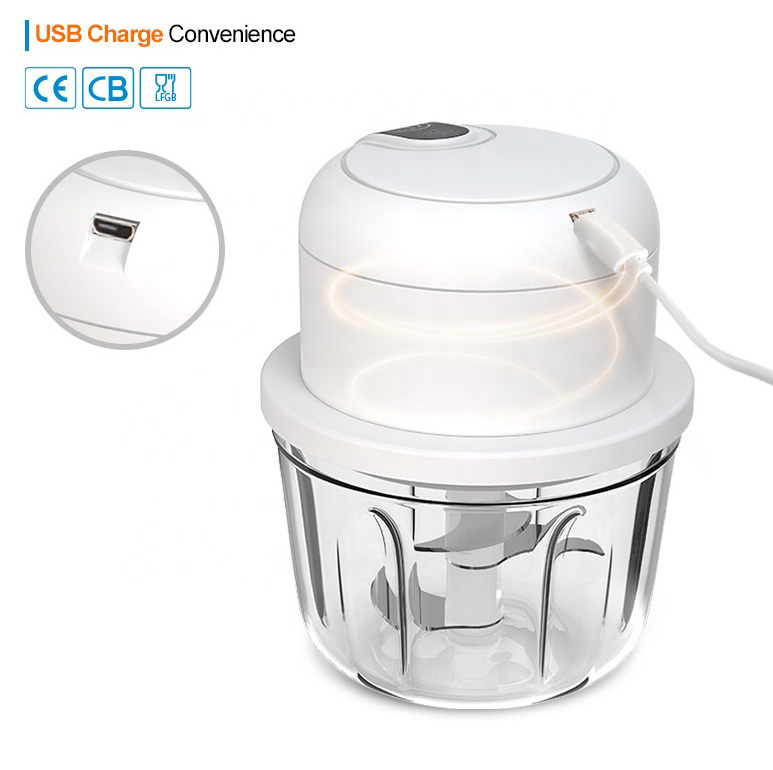 Portable electronic cordless rechargeable wireless USB mini electric pepper sauce chopper food processor