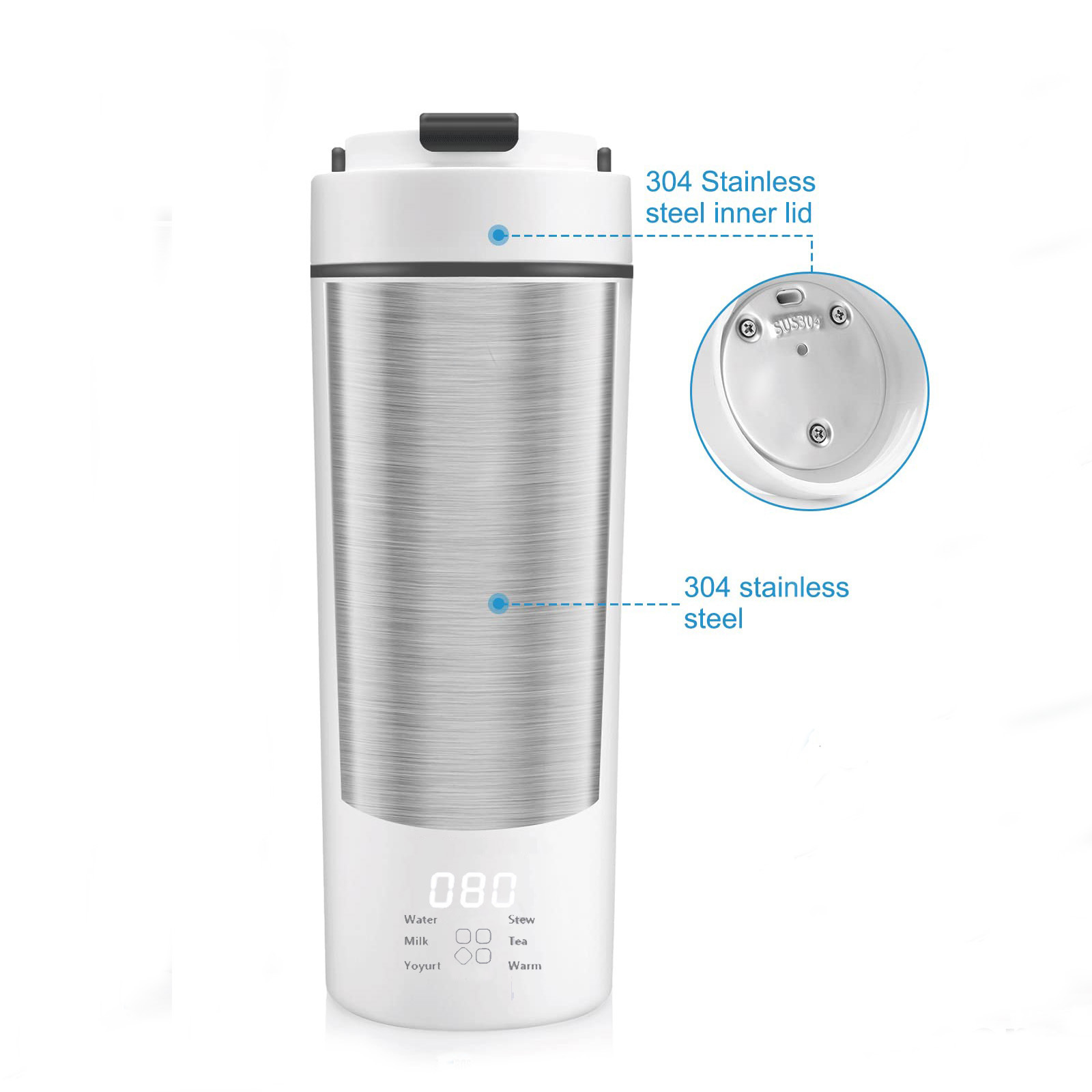 450ML Travel Electric Kettle Temperature control Mini Thermos Fast Boil Teapot Heating Cup Portable thermal bottle