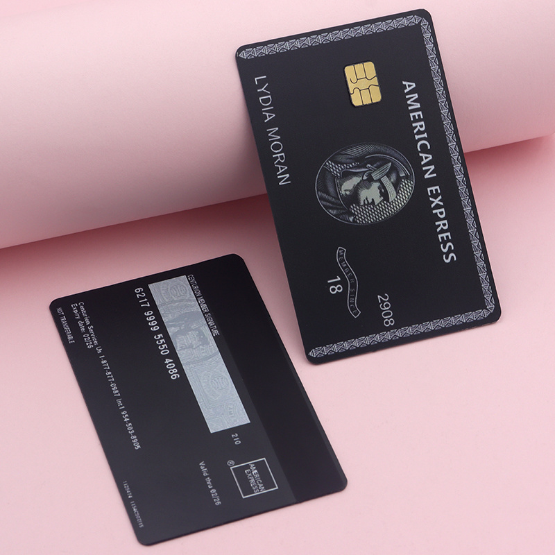 Amex Black Metal Credit Card Laser Engraved Metal Cards Premium Custom Magnetic Stripe Membership AMEX Centurion chip Card blank