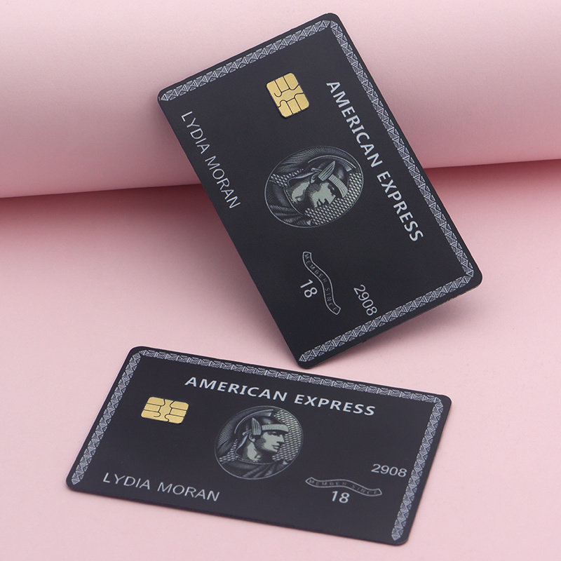 Amex Black Metal Credit Card Laser Engraved Metal Cards Premium Custom Magnetic Stripe Membership AMEX Centurion chip Card blank