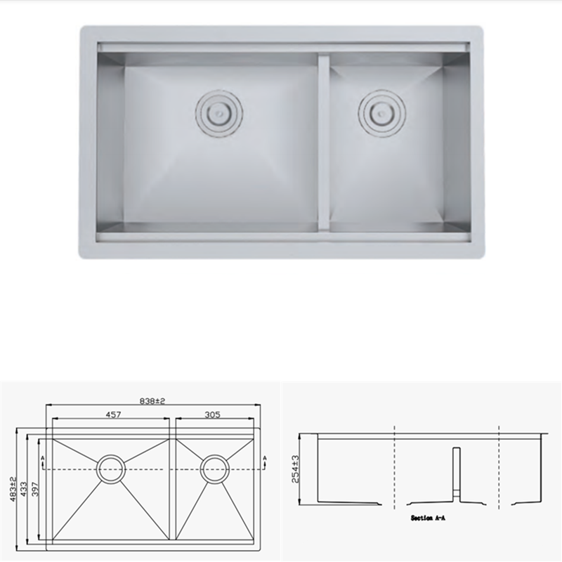 Wholesale Rectangular 304 Double Bowls Undermount Stainless Steel Kitchen Sink Multifunction Kitchen Sink