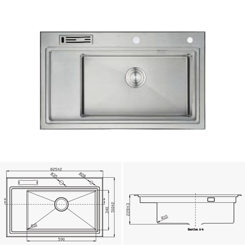 Wholesale Rectangular 304 Single Bowl Topmount Stainless Steel Kitchen Sink Multifunction Kitchen Sink