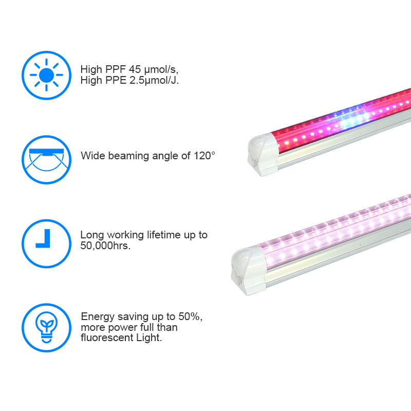 Hydroponics t8 full spectrum plant grow lamp 18w 36w 4ft 4 foot led grow light tube fixture