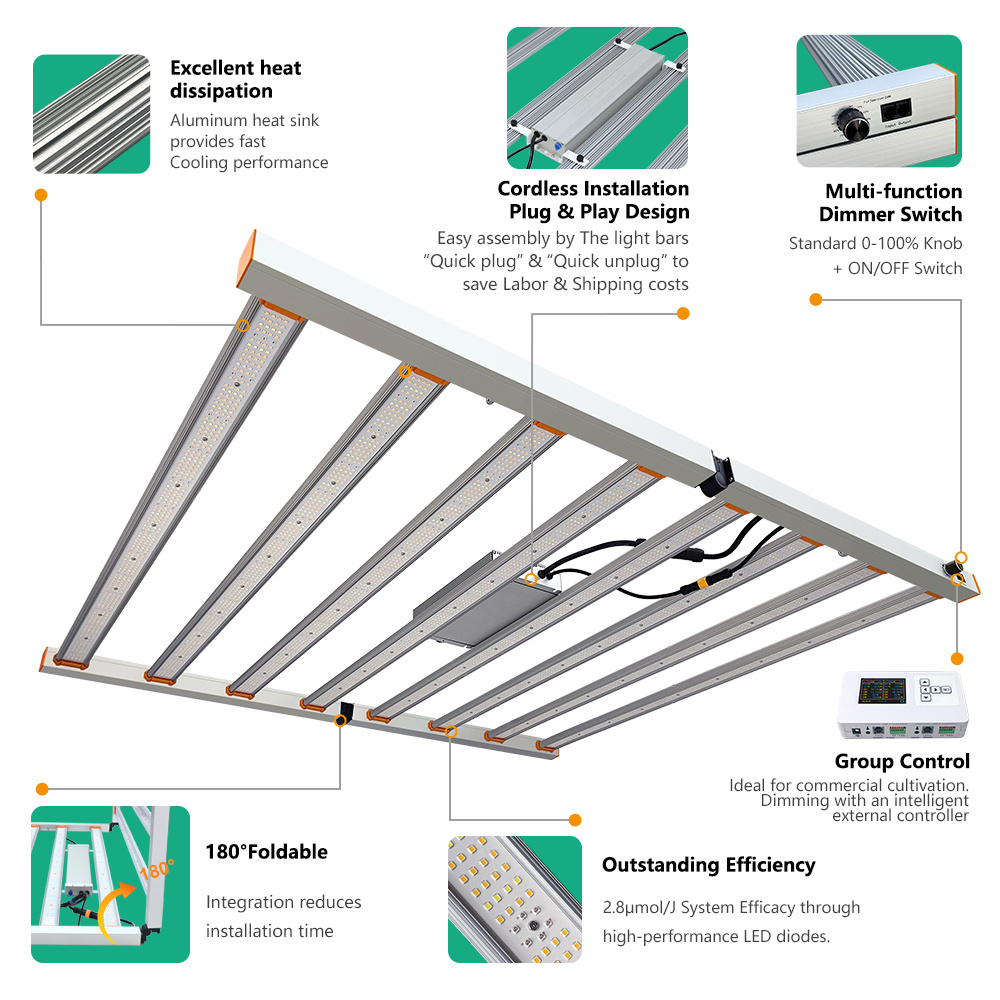 600w 640w 645w full spectrum lm301h lm301b indoor plant growth lamp bar hydroponic fold led grow light