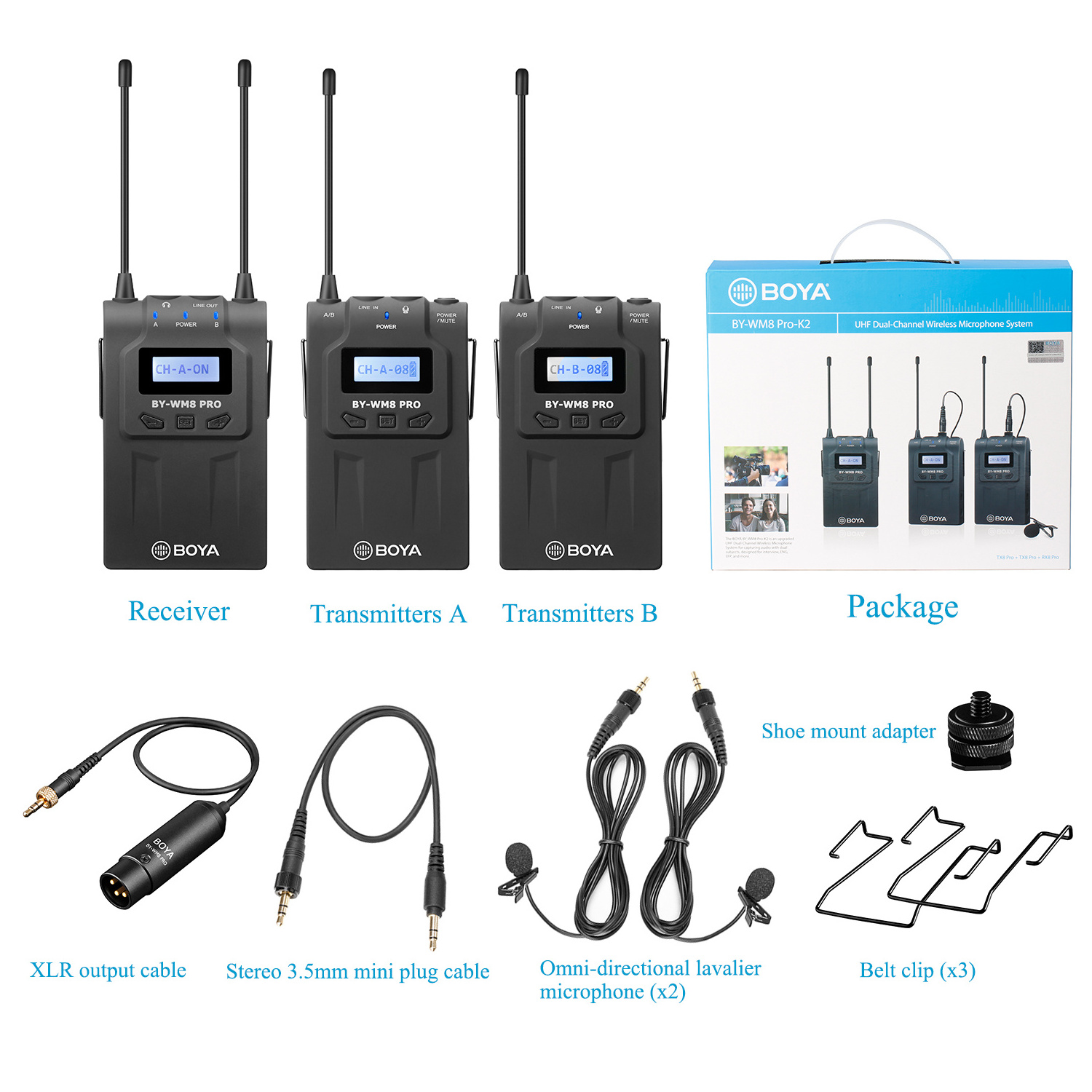 BY-WM8 PRO K2 Dual Channel UHF Wireless Microphone Kit