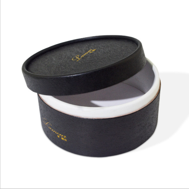 Custom Printing Label Black Kraft Round Paper Tube Lid Cardboard Cosmetic  Lipbalm Paper Cartridge Cans Tube Packaging