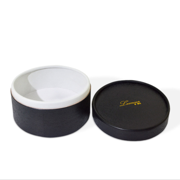 Custom Printing Label Black Kraft Round Paper Tube Lid Cardboard Cosmetic  Lipbalm Paper Cartridge Cans Tube Packaging