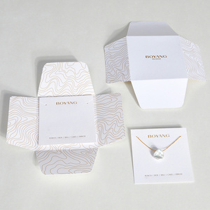 Boyang Custom Personalized White Holder Necklace Packaging Card Paper Jewelry Packaging Cards with Logo