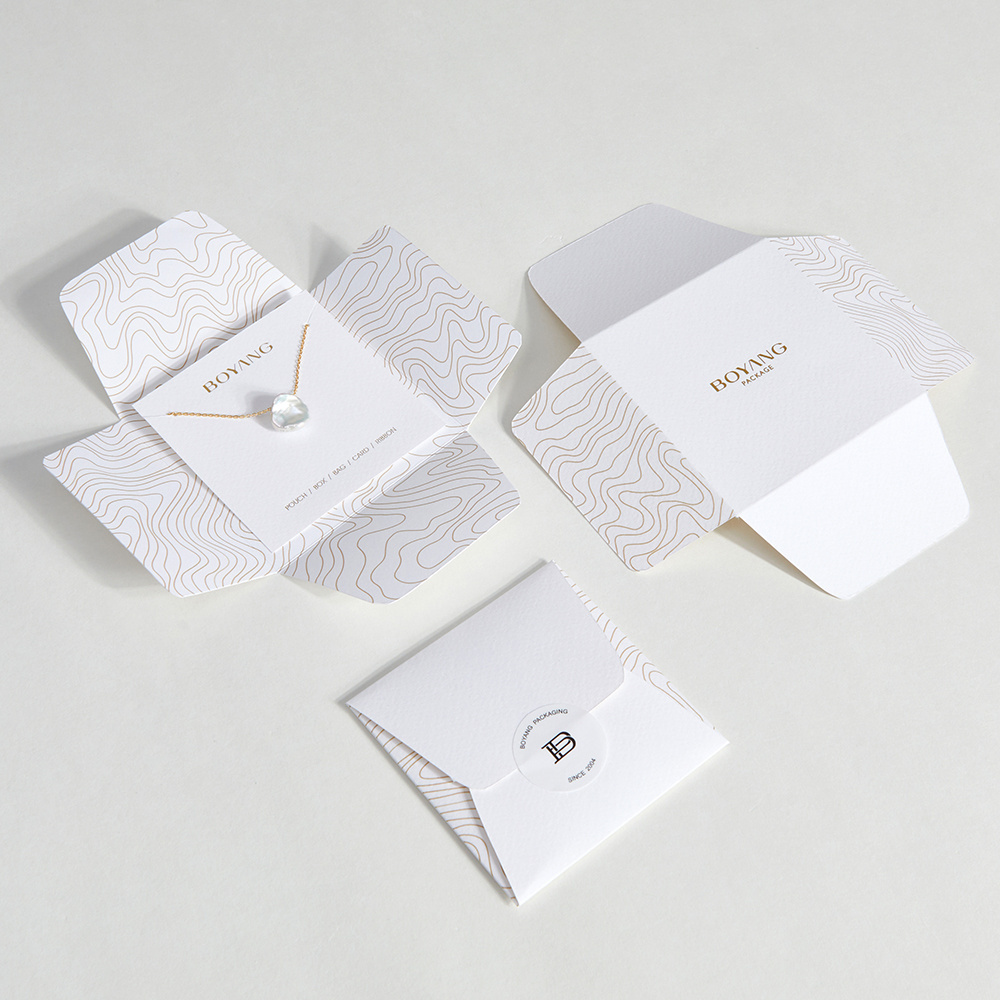 Boyang Custom Personalized White Holder Necklace Packaging Card Paper Jewelry Packaging Cards with Logo