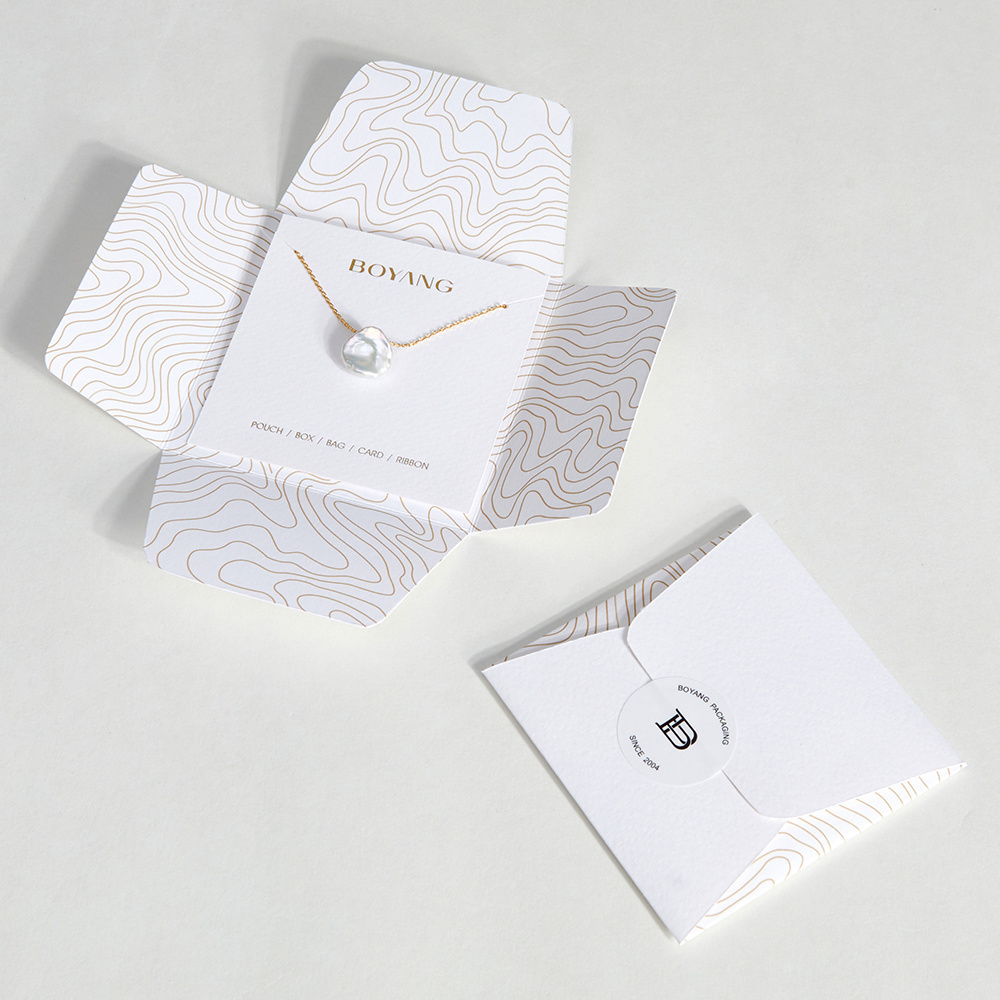 Boyang Custom Personalized White Holder Necklace Packaging Card Paper Jewelry Packaging Cards with Logo