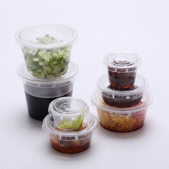 Restaurant Supplies PET clear disposable sauce cup round dipping sauce container plastic take away portion cups with cover lid