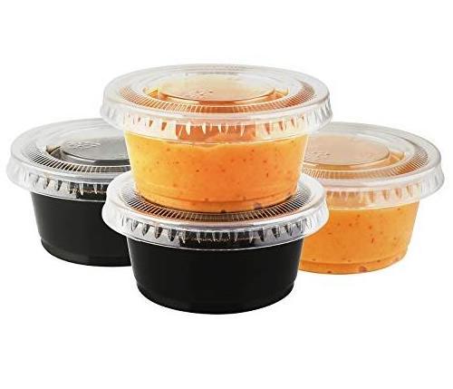 Restaurant Supplies PET clear disposable sauce cup round dipping sauce container plastic take away portion cups with cover lid