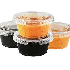 Restaurant Supplies PET clear disposable sauce cup round dipping sauce container plastic take away portion cups with cover lid