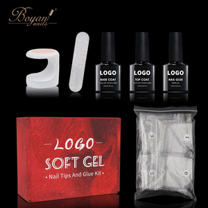 Red Box Gel Nail Polish Kit Nail Glue Soak off Glitter Gel Nail Kit with Glossy Matte Top Coat