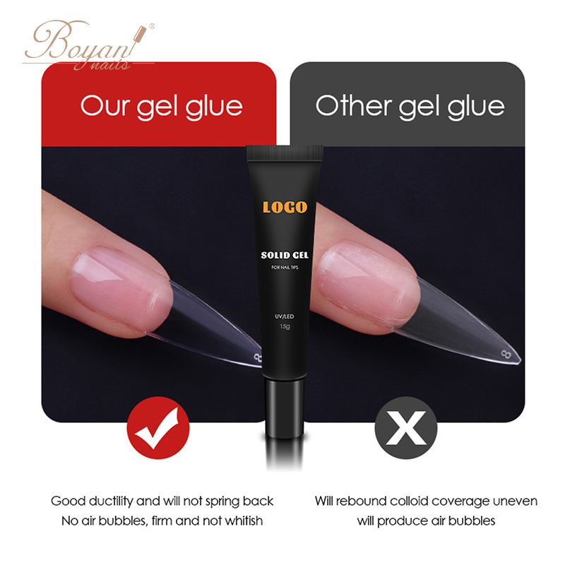 gel x nail tips extension glue gel solid nail glue gel long lasting adhesive 15g customization tube