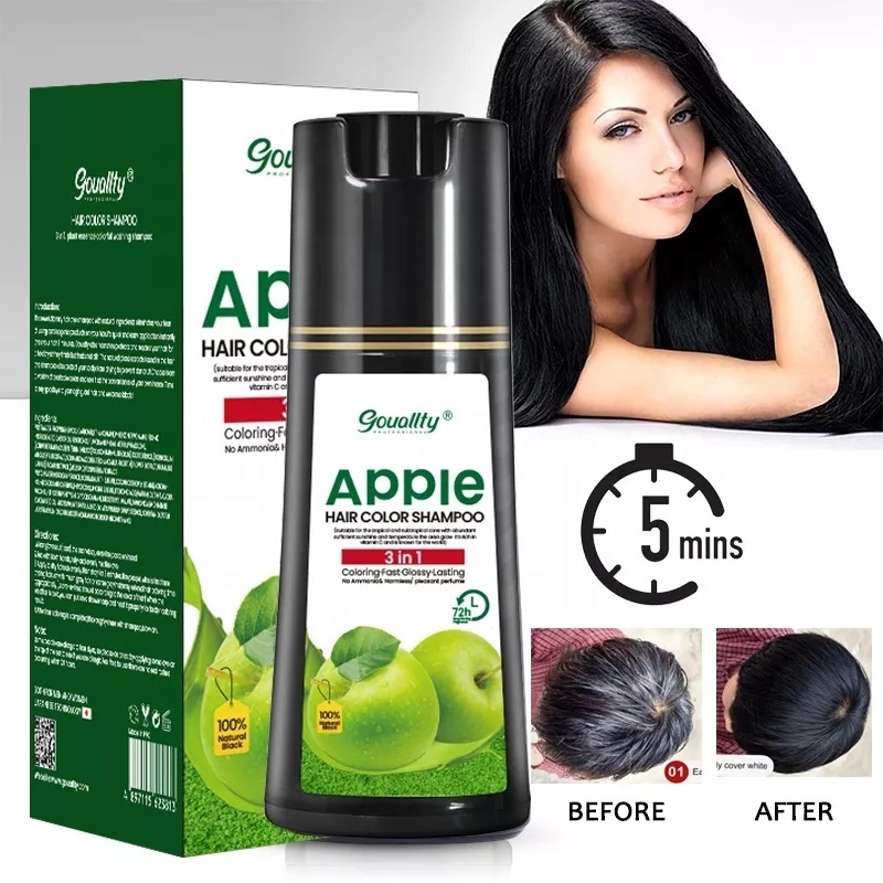 Private Label Custom Ammonia and PPD Free Black Hair Color Shampoo Herbal Natural Black Hair Dye Shampoo for Man Women