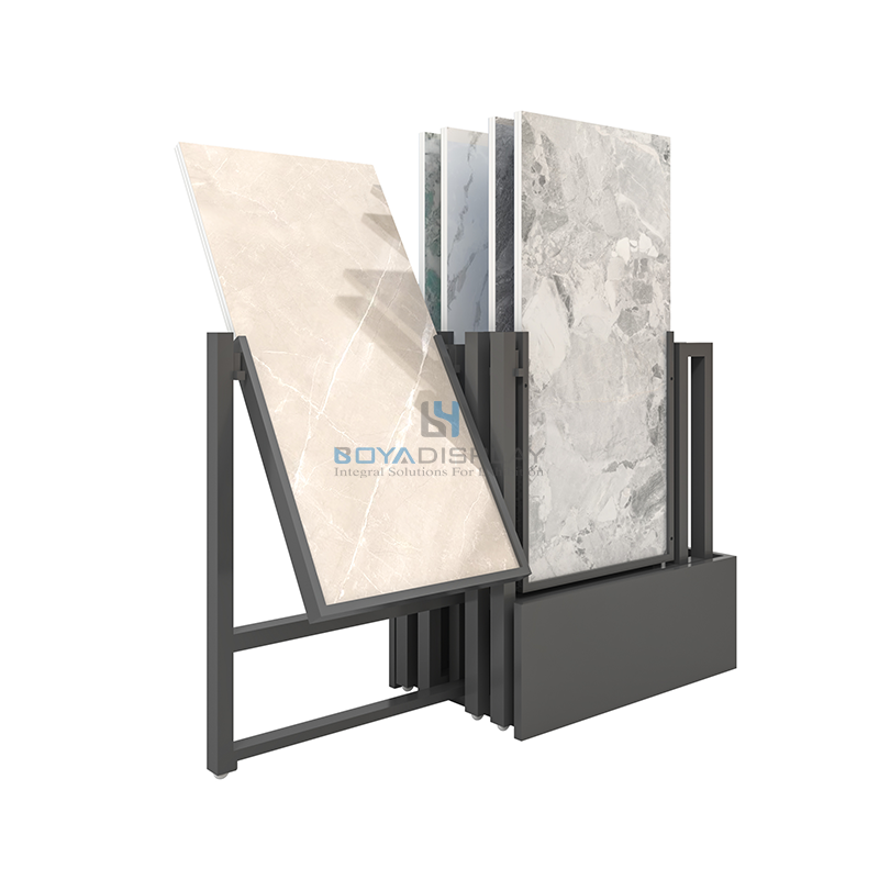 Factory Directly Supply The Latest Mosaic Board Quartz Stone Rotating Display Stand Floor Push-pull Tile Display Stand