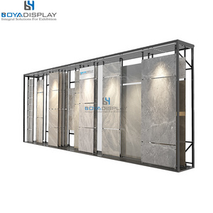 Boya New Type Metal Stand With Base Wheel Floor Stand with Shelf Adjustable Tile Exhibition Display Retail Display Rack