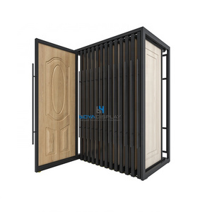 Boya Manufacturer Customized Push Pull Metal Rails Sliding Mat Wooden Door Display Stand Rack For Showroom