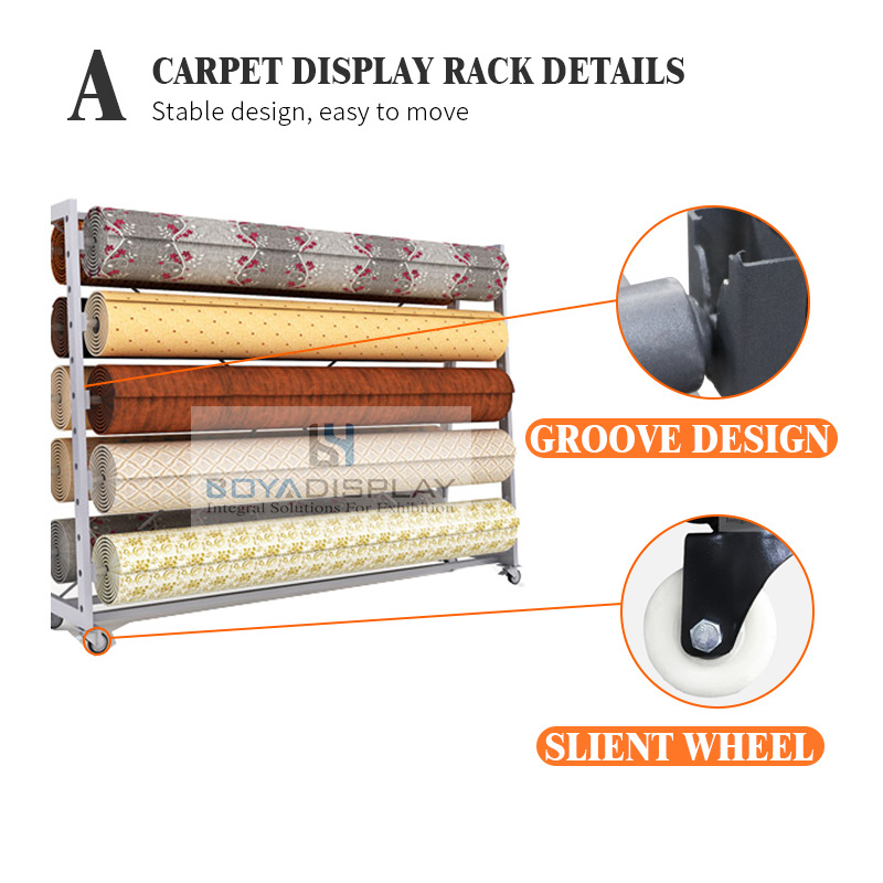 Good bearing capacity fabric roll hold Fashionable Textile rug carpet sample display stand rack roll for sale