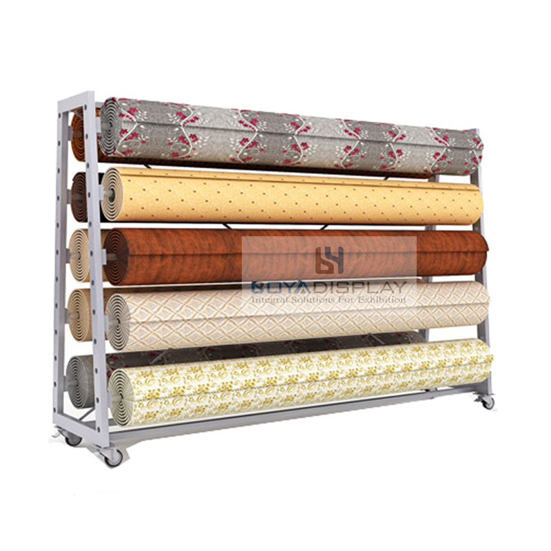 Good bearing capacity fabric roll hold Fashionable Textile rug carpet sample display stand rack roll for sale