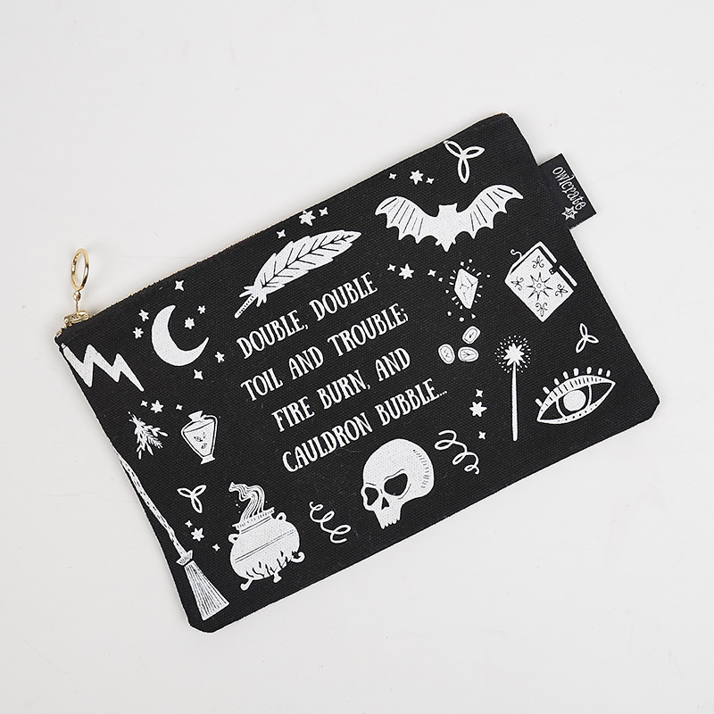 High King Customized Cotton Canvas Black Wallet Coin Purse for Women Zipper Pouch