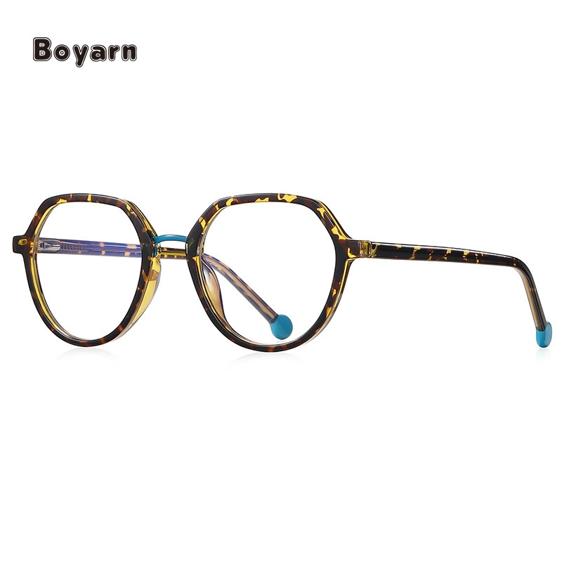 Boyarn Women Tr90 Red Frame Eyewear Hd Blue Light Blocking Optical Glasses Fancy Irregular Polygon Frame Eyeglasses Wholesale