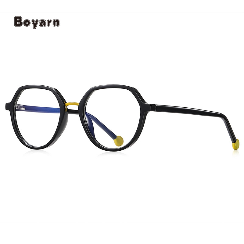 Boyarn Women Tr90 Red Frame Eyewear Hd Blue Light Blocking Optical Glasses Fancy Irregular Polygon Frame Eyeglasses Wholesale