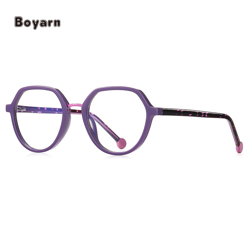 Boyarn Women Tr90 Red Frame Eyewear Hd Blue Light Blocking Optical Glasses Fancy Irregular Polygon Frame Eyeglasses Wholesale