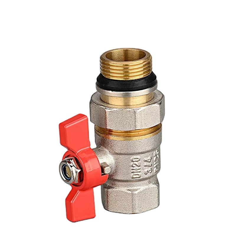 High Quality Forged Brass Ball Gas Control Valve with Butterfly Handle For Gas Oil Water external Thread for pex pipe